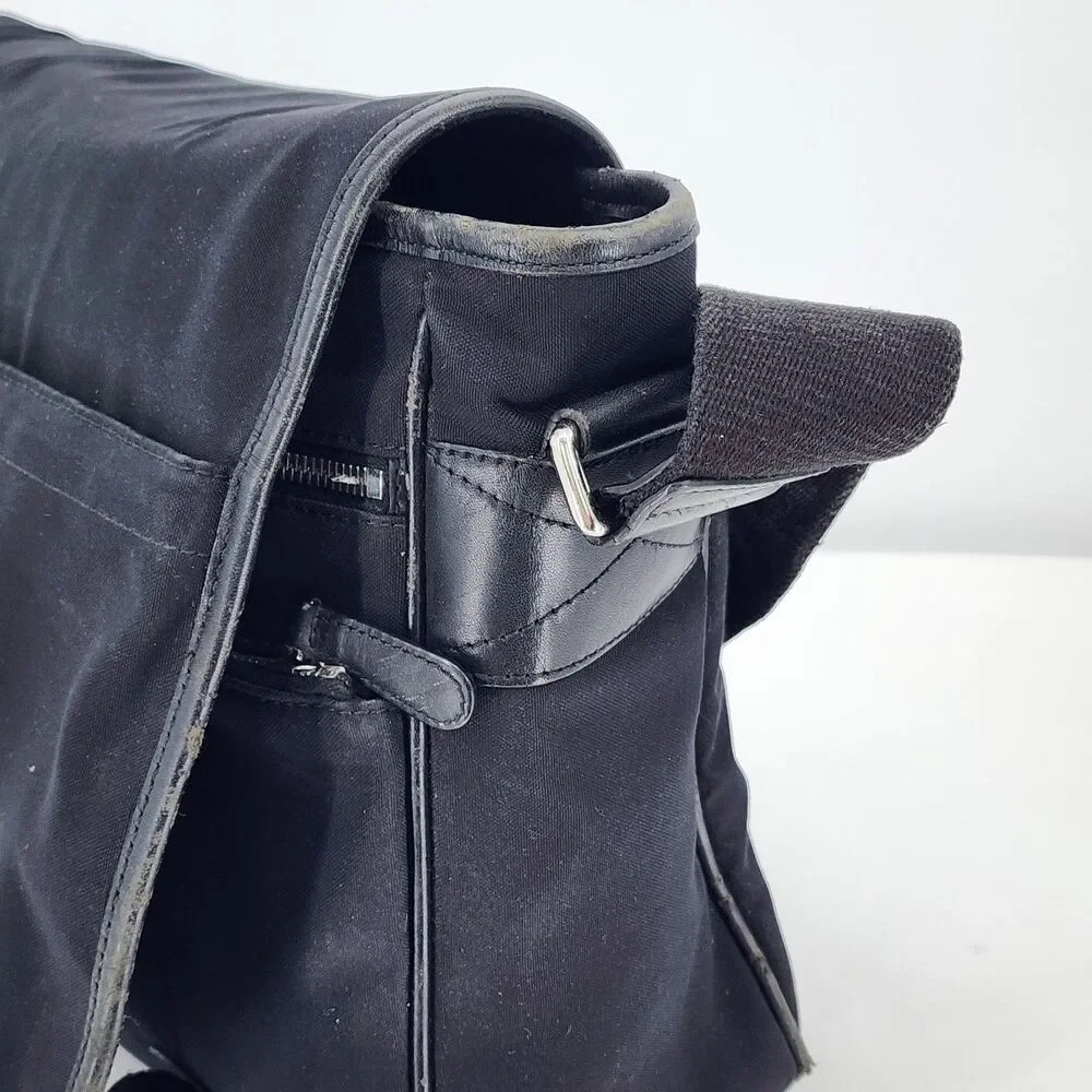 Coach RARE Vintage Leather Trim Buckle Black Messenger Bag Unisex